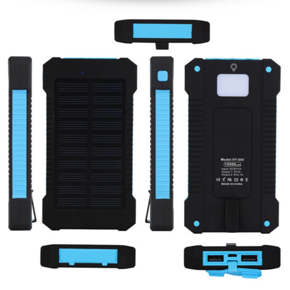 Solar Power Bank Battery Charger 20000 mAh High Capacity Waterproof dual USB External Polymer Outdoor Light