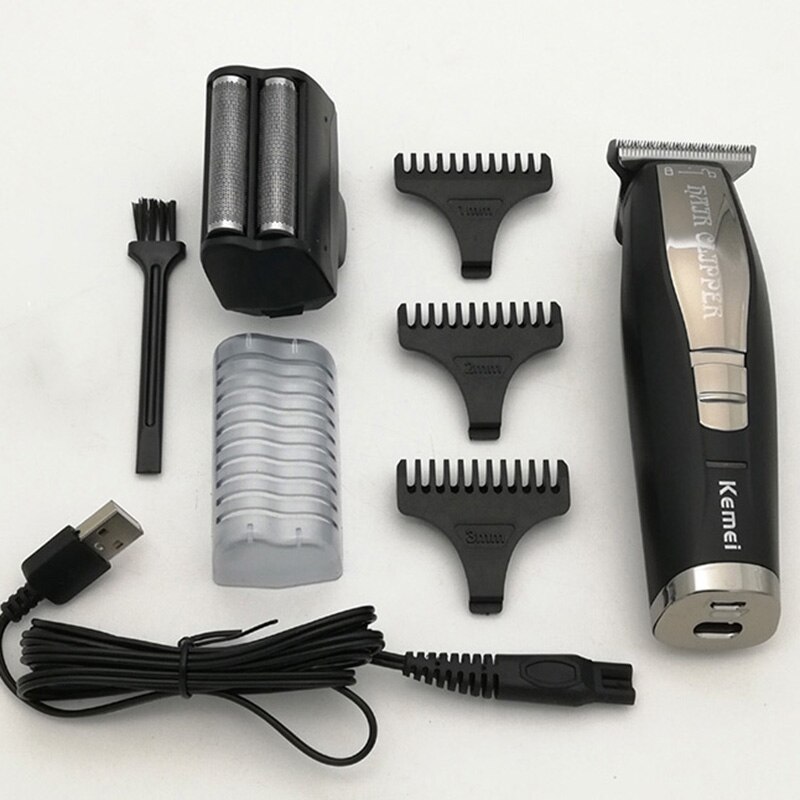 Kemei 2 in 1 Haar Bart Trimmer Elektrische Rasierer für Männer 0mm Glatze Haar Haarschneidemaschine Kolben Rasiermesser beenden Rasieren maschine: Blau