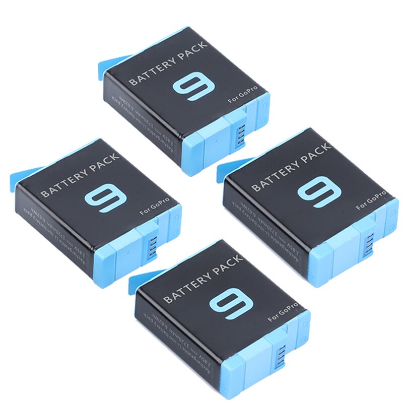 For gopro hero 9 svart tokanals batterilader lcd-skjerm type c ladekabel for gopro 9 tilbehør: 4 batterier