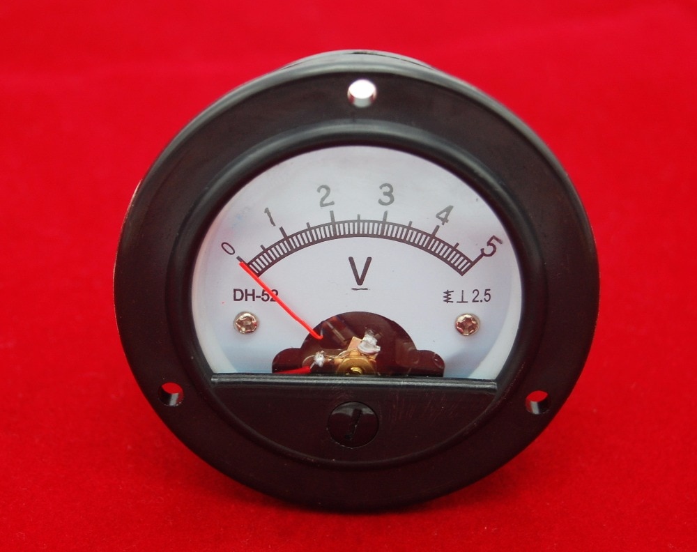 DC 0-5 V Kleine ronde Analoge Voltmeter Analoge Voltage panel meter DH52 Panel Uitsparing Dia.53mm