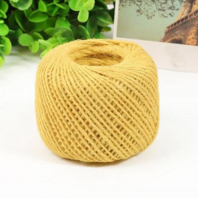 30M/Roll Natural Burlap Hessian Jute Twine Cord Hemp Rope Party Valentine Wrapping Cords Thread DIY Packaging Supplies: yellow