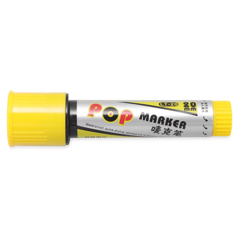 Rotulador permanente de pintura a prueba de agua POP de 20mm, marcadores de Graffiti rellenables para dibujo, póster, suministros escolares de oficina: yellow