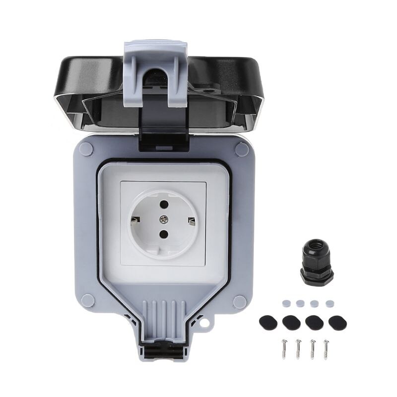 Outdoor Wall Switch Socket IP66 Weather&Dust Proof Power Outlet EU Standard: 1
