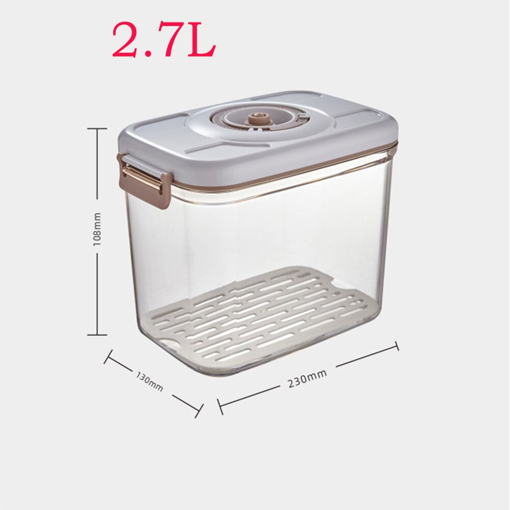 Vacuum Preservation Box with Pump Fruit Sealed Refrigerated Box Lunch Box food Moisture-proof Vacuum Storage Box with Drain: 2.7L