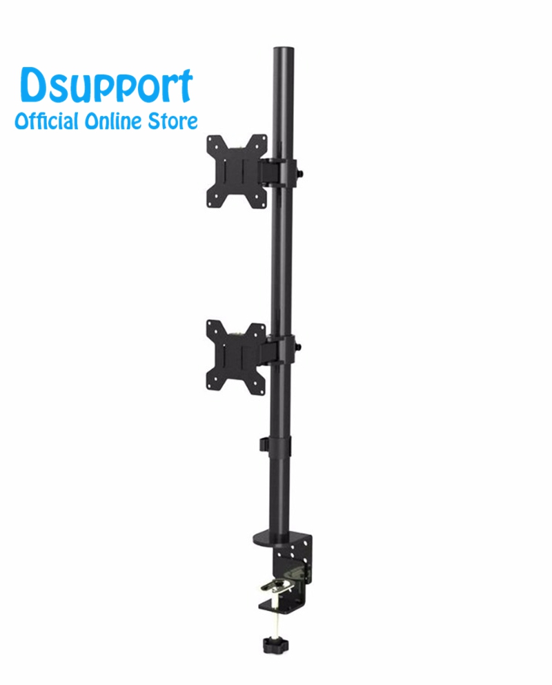 Dual LCD LED Monitor Stand Desk Mount Bracket Heavy Duty Stacked Holds Vertical 2 Screens up MD6802