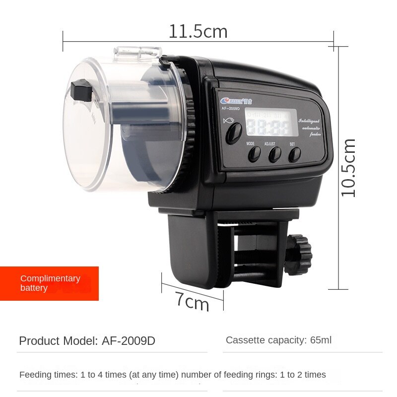 Smart Automatic Fish Feeder Aquarium Feeder Fish Tank Adjustable Auto Feeding Dispenser with LCD Indicates Timer: AF-2009D