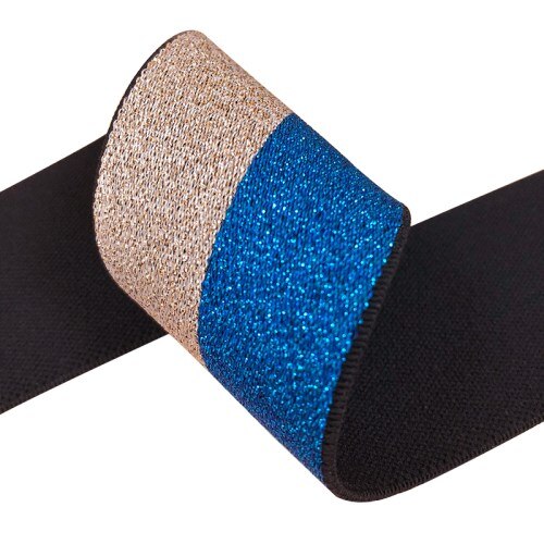 1 Meter 40mm Kleur Gestreepte Ui Zijde Jacquard Elastische Bands Polyester Hoge Elastische Kant Lint DIY Sweing Kleding Accessoires: Gold Blue