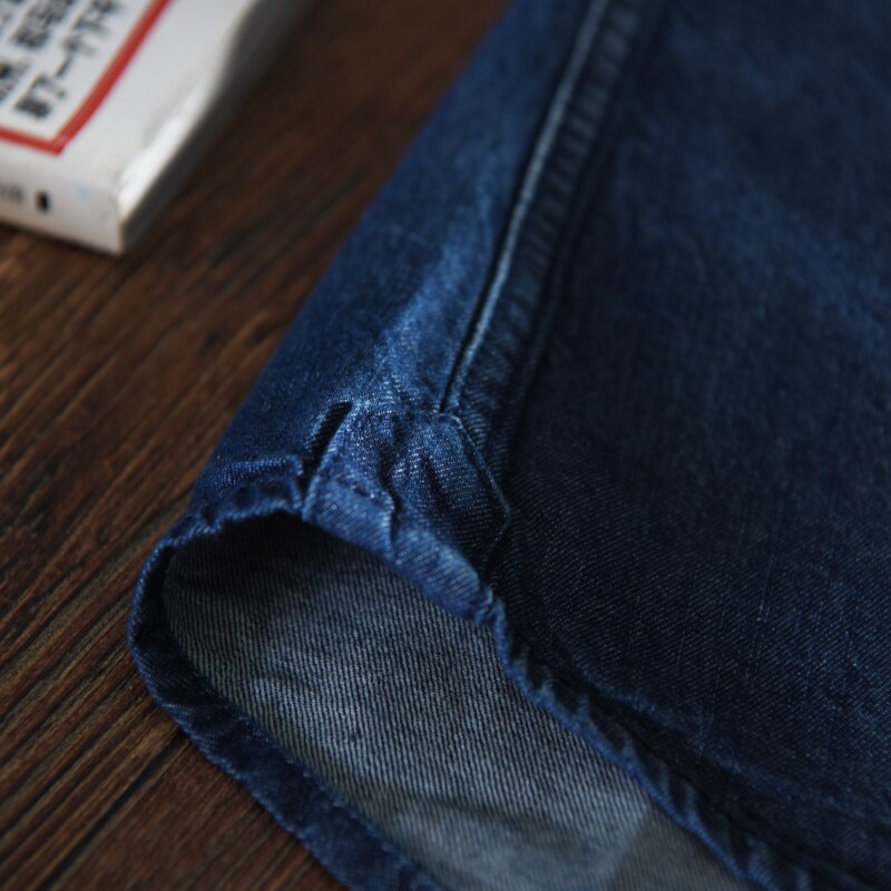 Brother wang mærke forår mænds afslappet sort denim skjorte 100 bomuld slanke langærmede skjorter herretøj