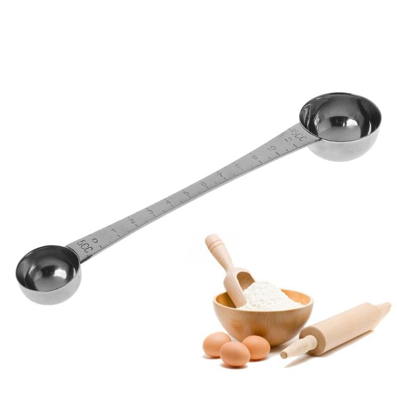 Stainless Steel Double Measuring Spoon with Scale Coffee Scoop Tablespoon