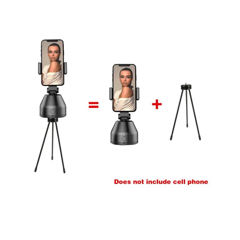 Trípode de disparo inteligente automático palo Selfie rotación 360, seguimiento facial, palo Selfie para foto, Vlog, grabación de vídeo en vivo: Black with Tripod