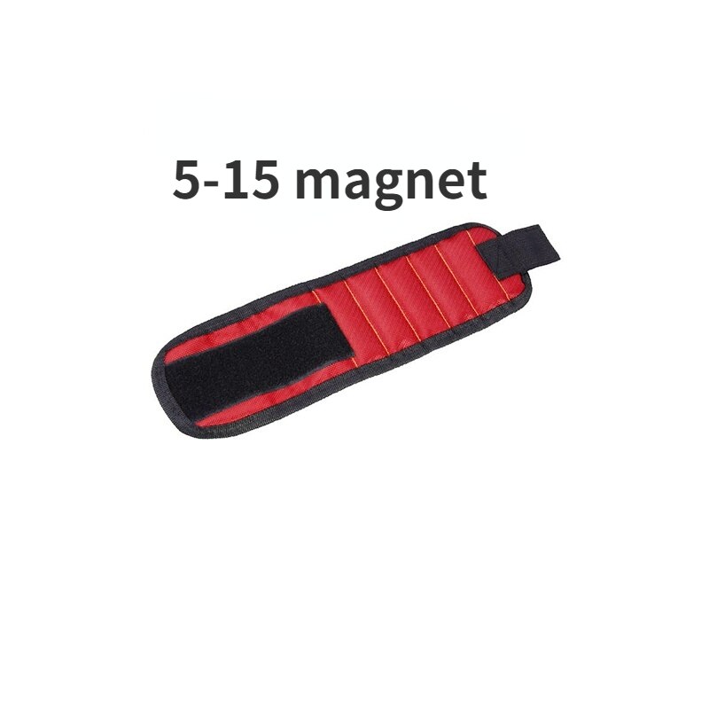 strong magnetic wrist strap screw nut bolt drill repair kit storage box portable tool bag: Red-5-15