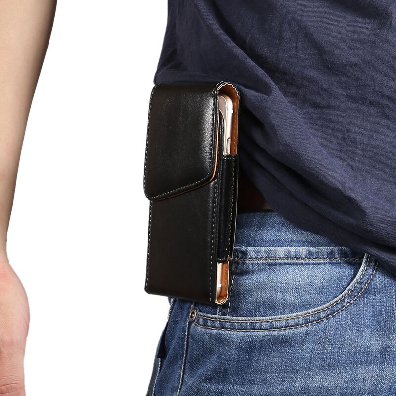 Yiang universele heuptas heren pu leren heuptas mobiele telefoon tassen riemclip tas 360 graden case zwart