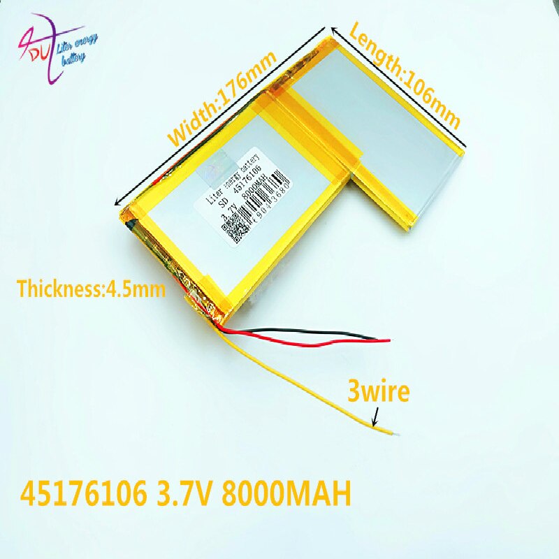 3 -zeilen 3.7v lithium-polymer-akku mit 8000 4570106*2 und schutzplatine für liter-energie-batterie