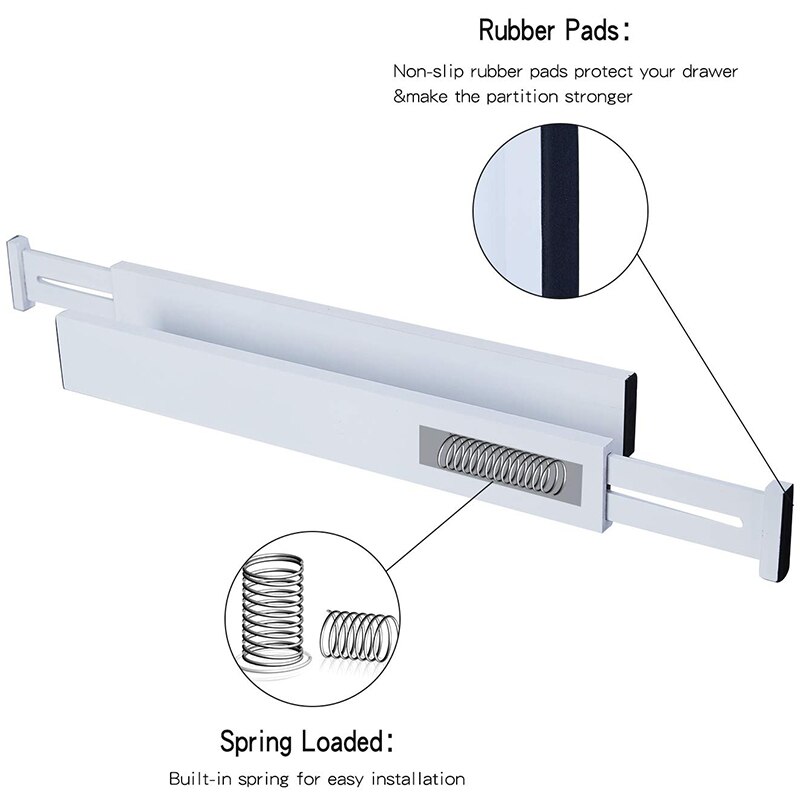 LIXF Bamboo Drawer Dividers Kitchen Drawer Organizers Spring Adjustable & Expendable Tray Organizer for Kitchen, Baby Drawer, Ba