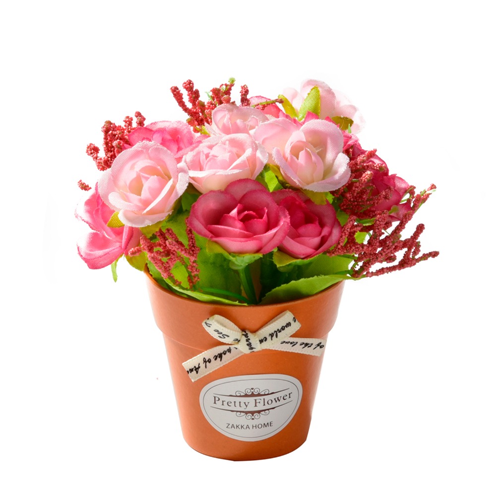 Seide Strauß Blume einstellen Künstliche Topf Blumen Simulation Rose Topfpflanzen Blume Ornamente Tisch Heimat Hochzeit Dekoration