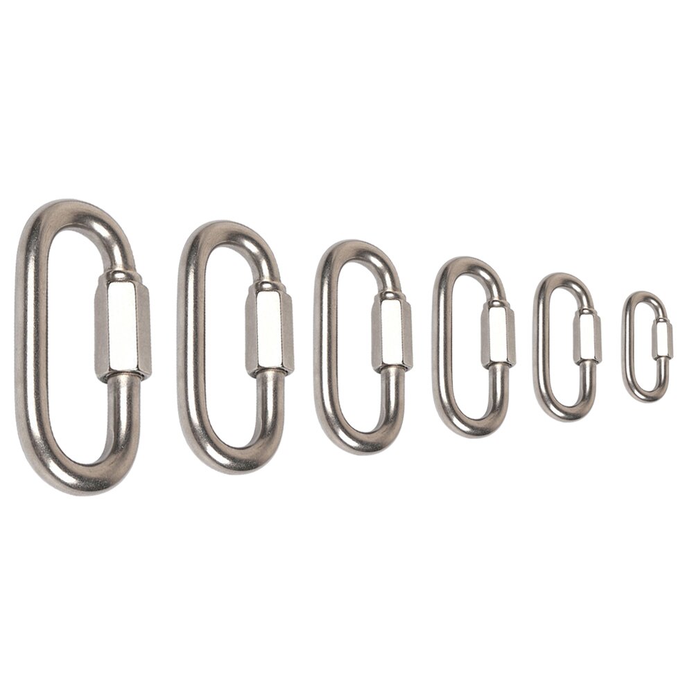 Multifunctional Stainless Steel Screw Lock Quick Links Climbing Gear Carabiner Safety Snap Hook Chain Connecting Ring Buckle
