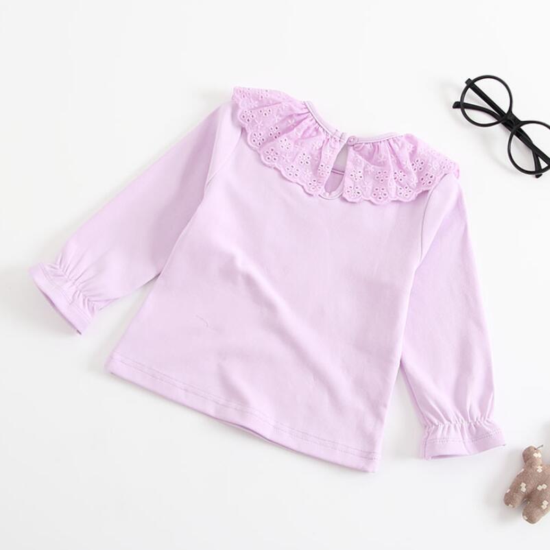 Lente Herfst Meisjes T-Shirts Met Lange Mouwen Wit T-shirt voor Meisje Katoenen Baby Peuter Kleding Meisje Shirts Kinderen Blouses tops