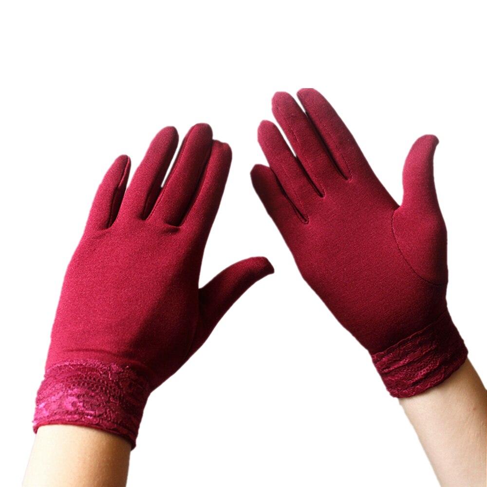 Elegante Dunne Vrouwen Fluwelen Touch Screen Handschoenen Volledige Vinger Kant Pols Wanten Winddicht Handschoen Vrouwelijke Meisjes