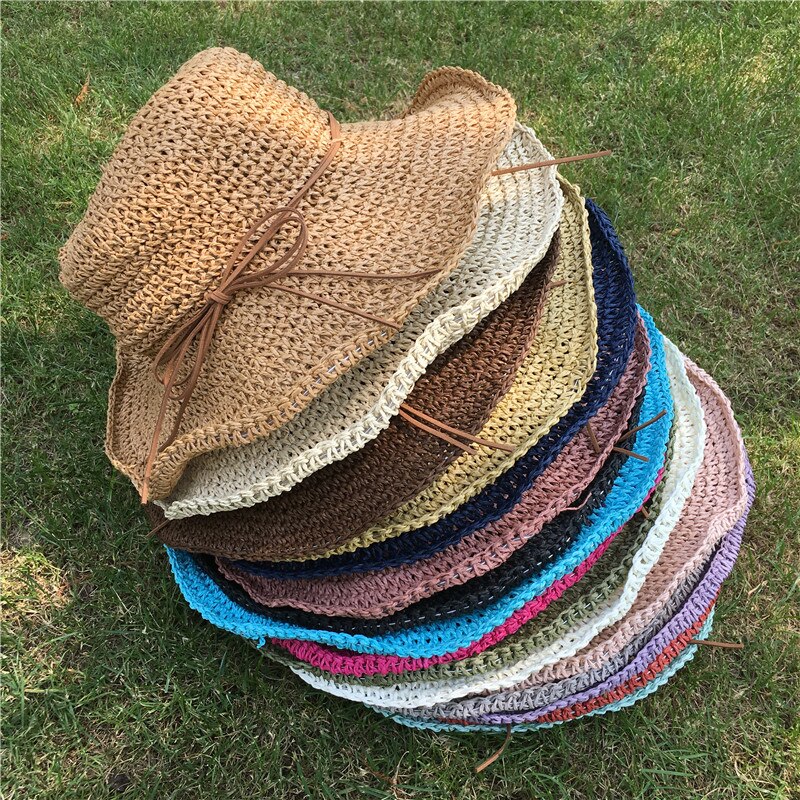Cloche stil solhat til kvinder strandkasket damer strå cloche hatte pakbar solbeskyttelse derby rejsehat håndlavet