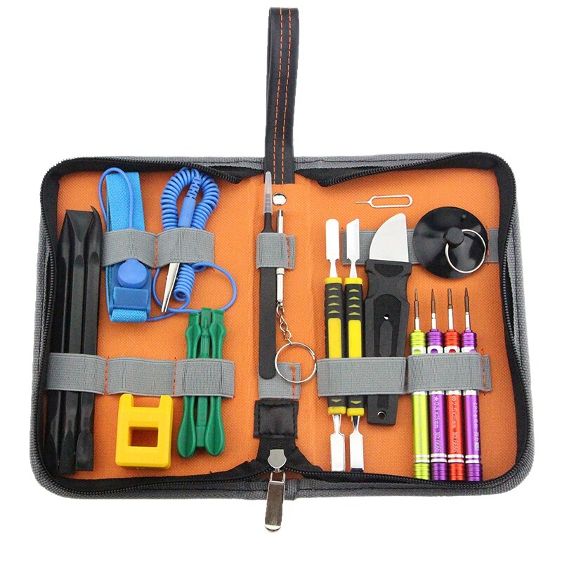 19 In 1 Phone Repair Tools Kit Bag For Iphone X 8 7 6S Repair Opening Multi Hand Tools Spudger Set Screwdrivers Tweezers