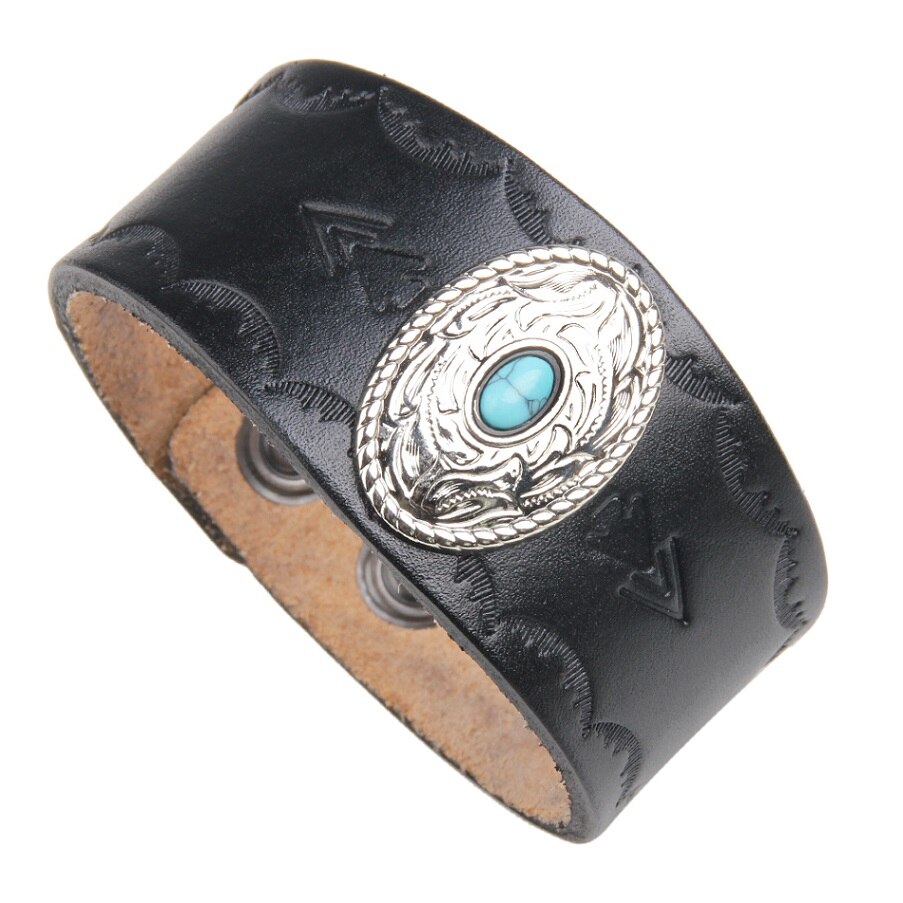 Moda szeroki mężczyzna skórzana bransoletka Trendy Alloy Metal Man bransoletki bransoletki geometryczne skórzane bransoletki biżuteria: colour 7