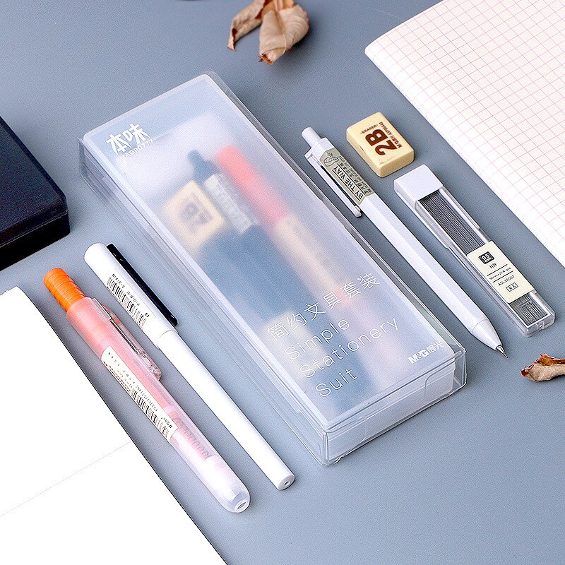 Color Nature School Stationery Set Kids Stationary Gel Pen Highlighter Mechanical Pencil Lead Ink Refill Eraser Pencil Case