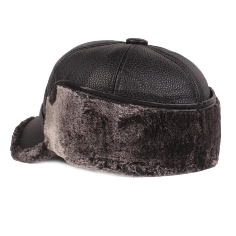 Vinter mænd varm hat mænd tyk frostet varm kuppel hat sort / grå sy gade gamle mand hat