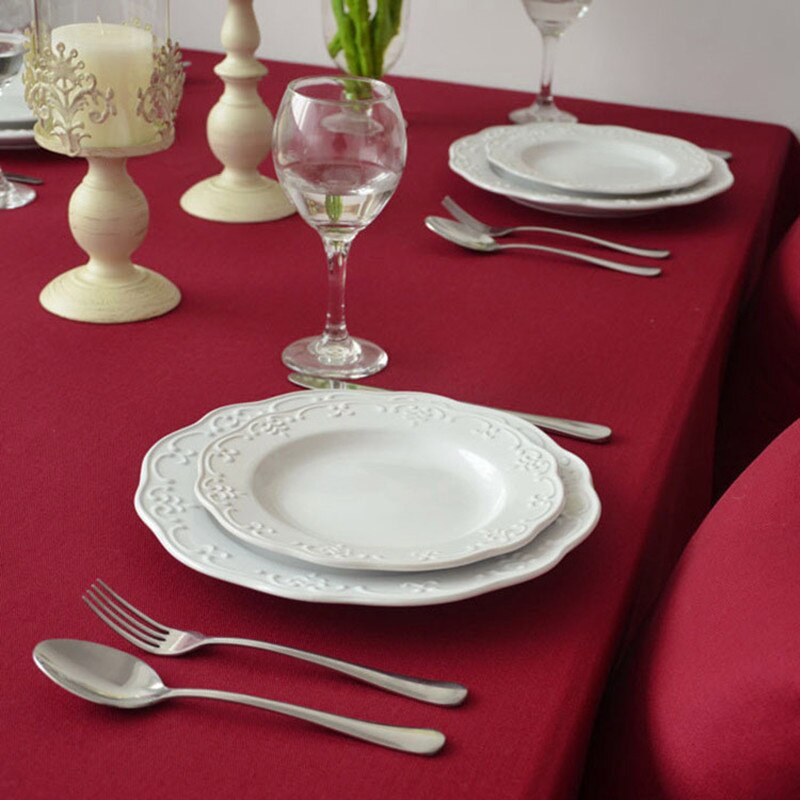 Røde duge europæisk stil dejlig til bryllupper hotel køkkenborddæksel boligindretning støvtæt duge: 140 cm x 200cm