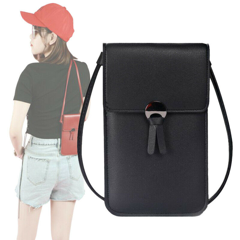 Crossbody Mobiel Beurs Vrouwen Touch Screen Zak Blokkeren Portemonnee Schouder Handtas Terug Touch Screen Mobiele Telefoon Zak