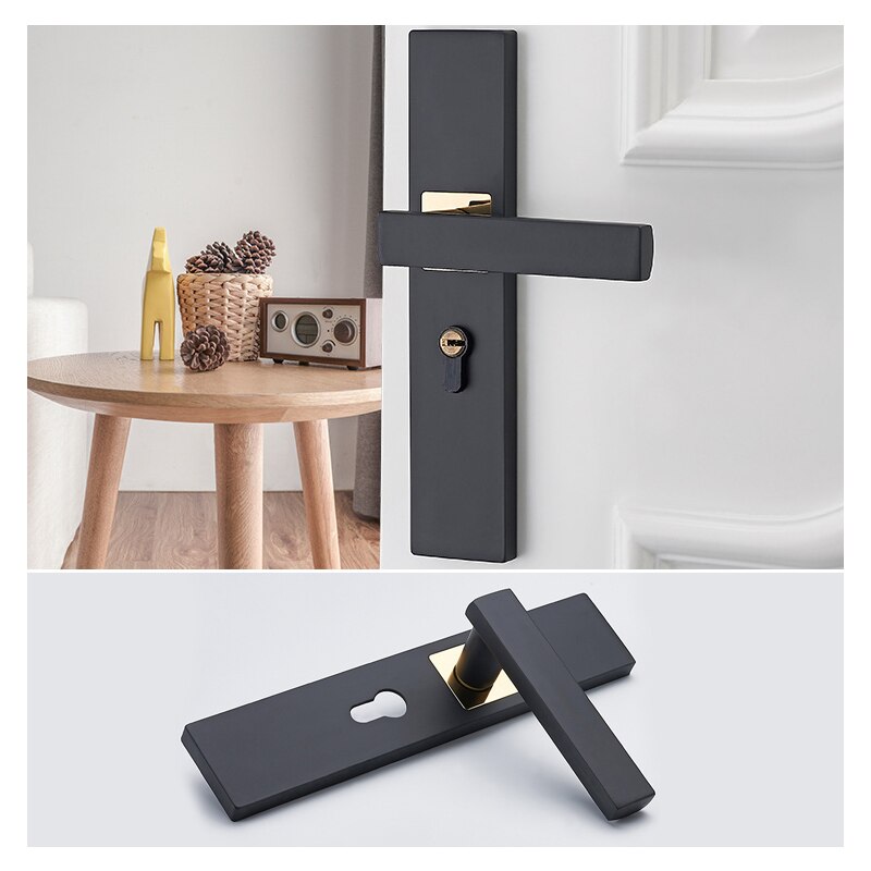 Door locks aluminum alloy Continental bedroom minimalist Interior door handle cylinder lock silent security door lock household
