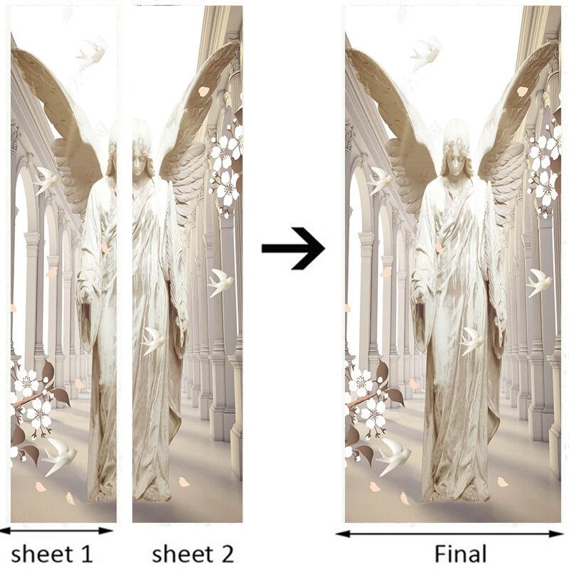 Zelfklevende Deur Sticker 3D Stereo Steen Carving Angel Vleugels Duif Behang Woonkamer Studie Creatieve DIY Deur Muur stickers