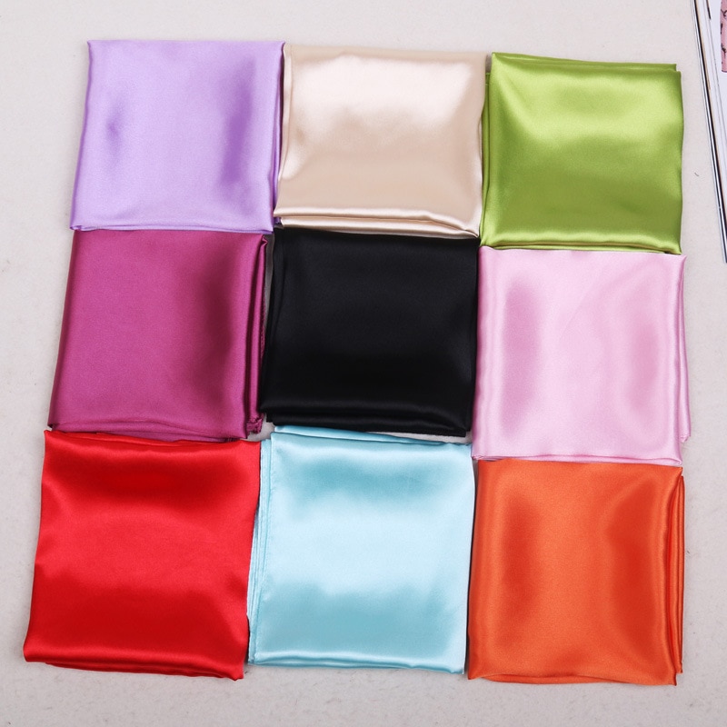 Best Verkopende Kleine Vierkante Satijn Effen Kleur Kunstmatige Zijde Sjaal Voor Dames Vrouwen Sjaals Zakdoek 60*60Cm