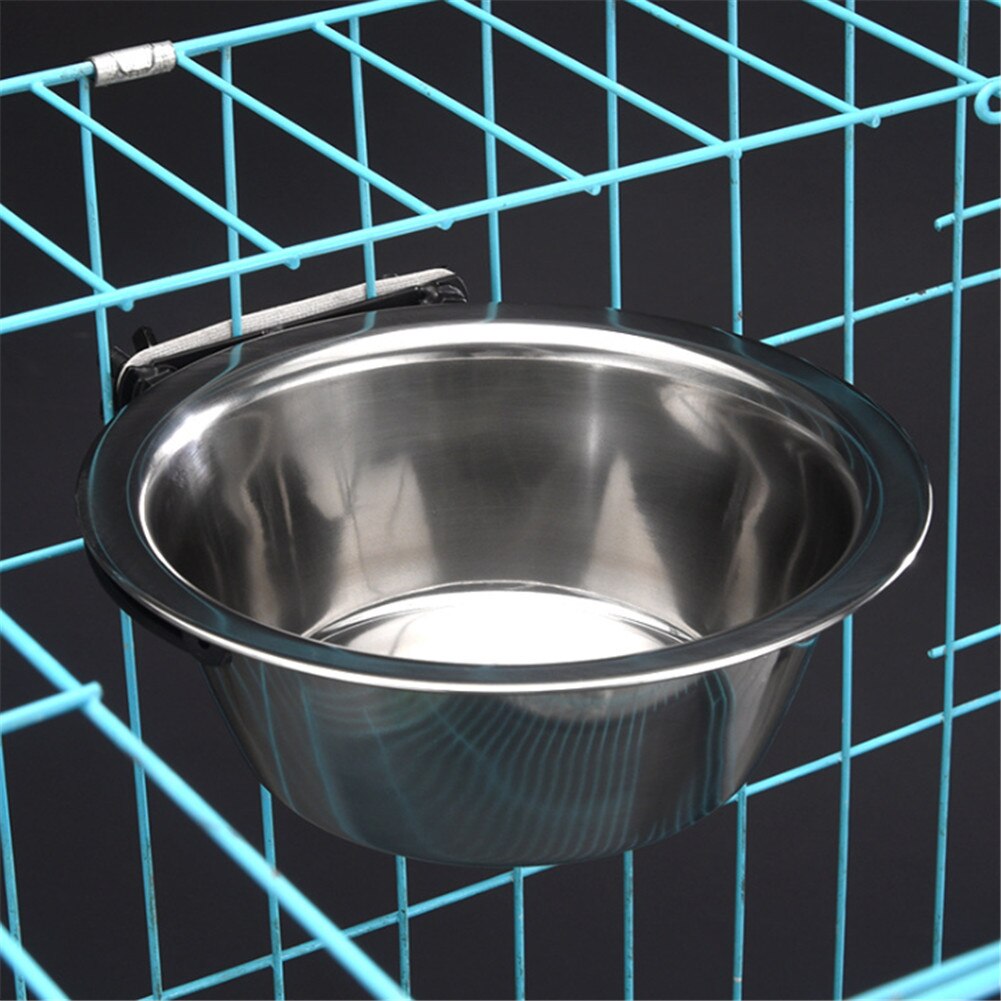 Stationary Dog Bowl Cage Cup Hanger Travel Food Water Bowls Puppy Cat Stainless Steel Hanging Feeder Dish Pet Feeding Tools