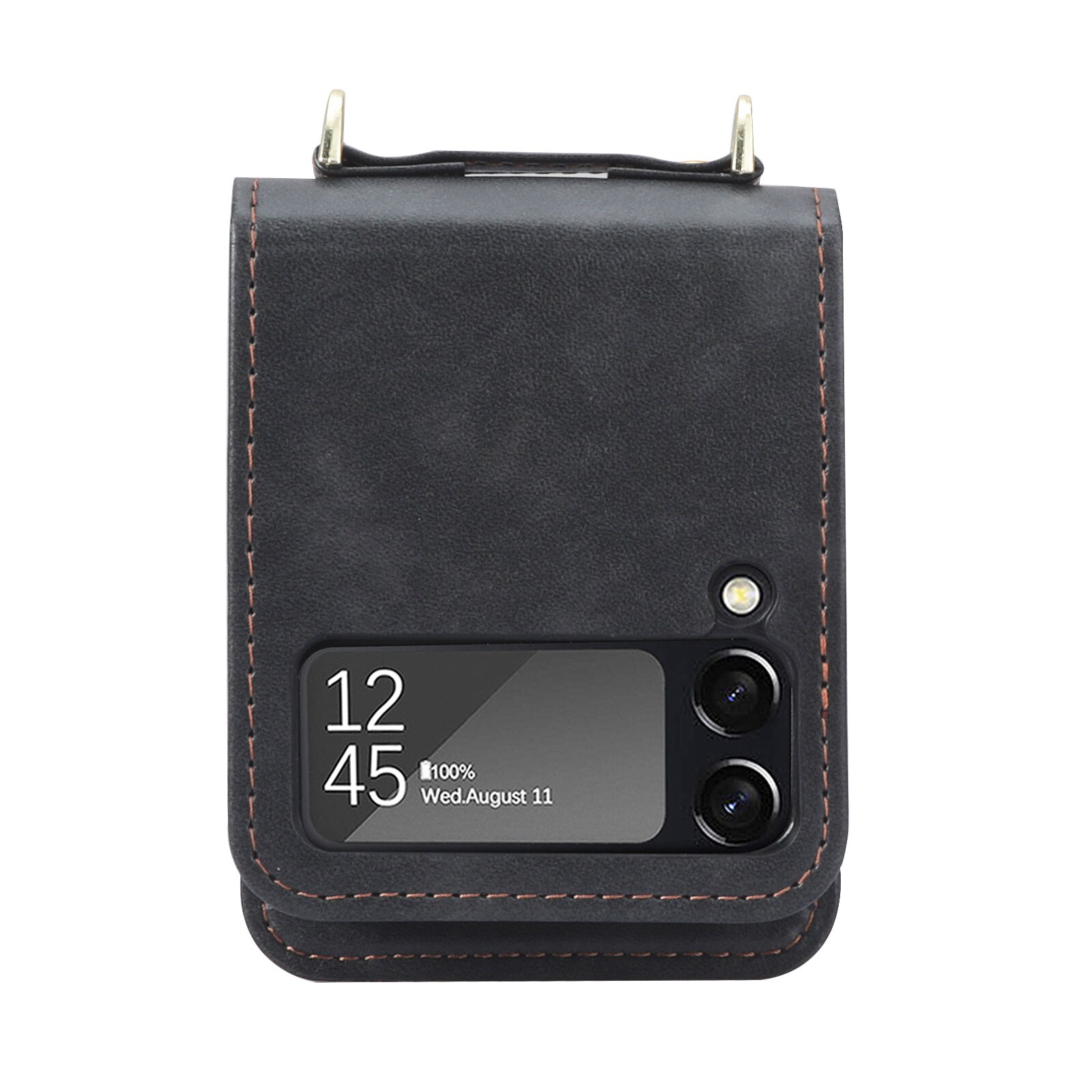 Lanyard Geïntegreerde Schokbestendig Card Slot Leather Case Voor Samsung Galaxy Z Flip 3 Flip3 5G Anti-Kras Beschermende telefoon Cover