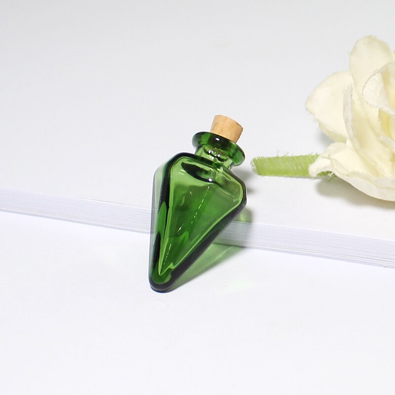 2PCS Klarglas flasche mit kork Kegel flasche anhänger Schnaps Flasche mit kork Glasflasche anhänger: Cone-Green
