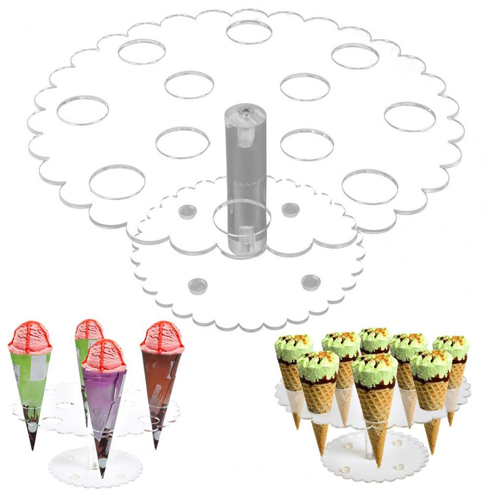 Acrylic Ice Cream Stand Cake Cone Stand Holder 12 Cones Wedding Buffet Display uacr Ice Cream Tools bar Kitchen Tools Gadgets