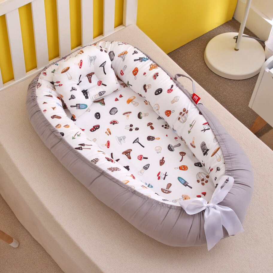 Mini berceau nordique Portable pour -né, impression de dessins animés, barrières de sommeil confortables dans le berceau pour Protection latérale, lit d&#39;enfant: 4