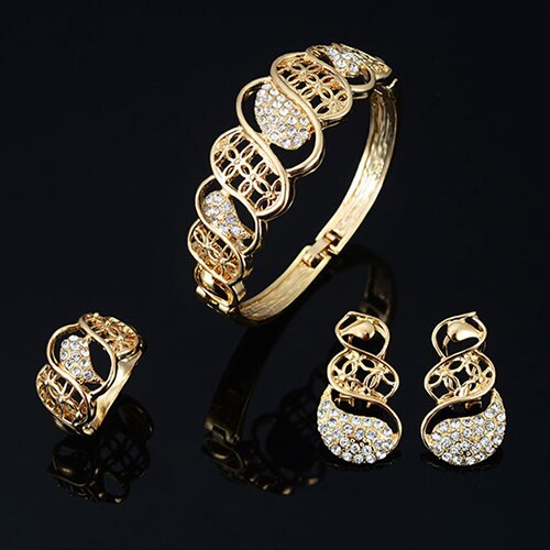 de mariage pour femmes cristal collier ras du cou boucle d'oreille Bracelet Bracelet anneau dames ensemble de bijoux A88T