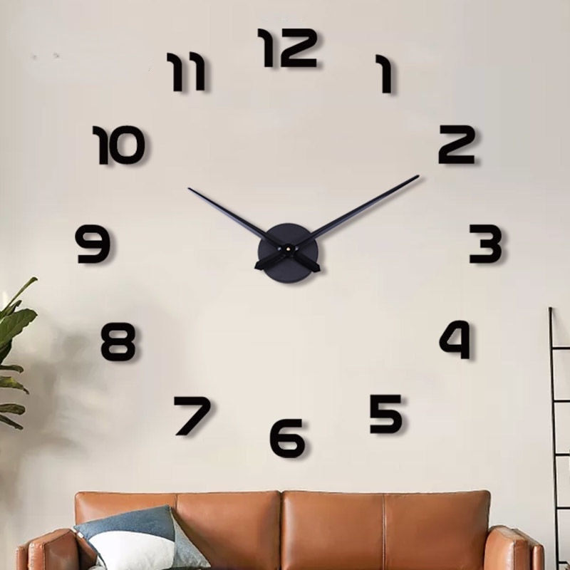Modern Wall Clocks Digital DIY Wall Clock Free Punch Clocks Living Room Background Wall Stickers Decorative Clock