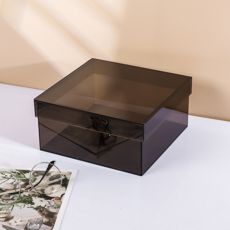 Akrylowe pudełko robić przechowywania z pokrywką Kolorowe akrylowe pojemniki z organizerem Półki na kosmetyki Kolekcje żywności Biżuteria Figurki: Czerwony