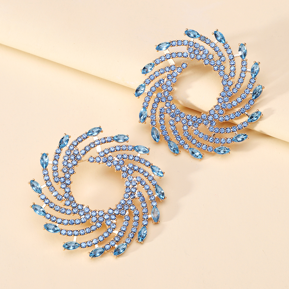 Pendientes grandes de cristal redondos con forma de flor de sol para mujer, joyería inusual de lujo para de graduación, accesorios para las orejas,: Rodio plateado
