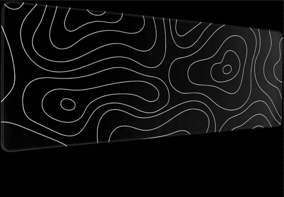 Weißes Gaming-Mauspad, Topografie-Kontur, großes Mauspad, Laptop-Schreibtischunterlage, Tastaturmatte, genähter Rand, rutschfestes Gummi, großes Schreibtischunterlage: 60x30 cm / Dark Brown