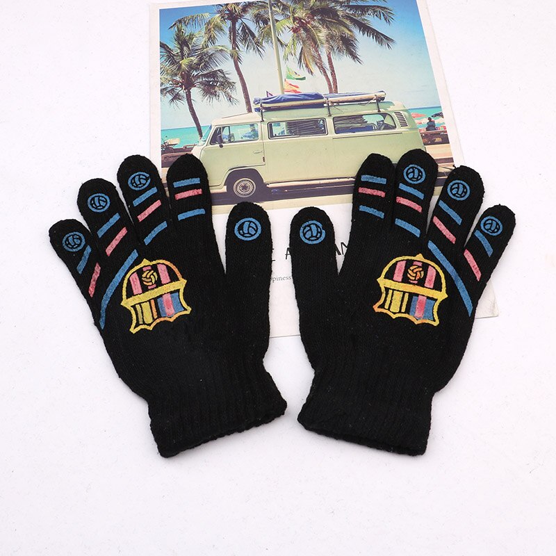 Winter Warm Gloves Children Knitted Stretch Mittens Boys Solid Girls Full Finger Christmas man Glove Knitted: Orange