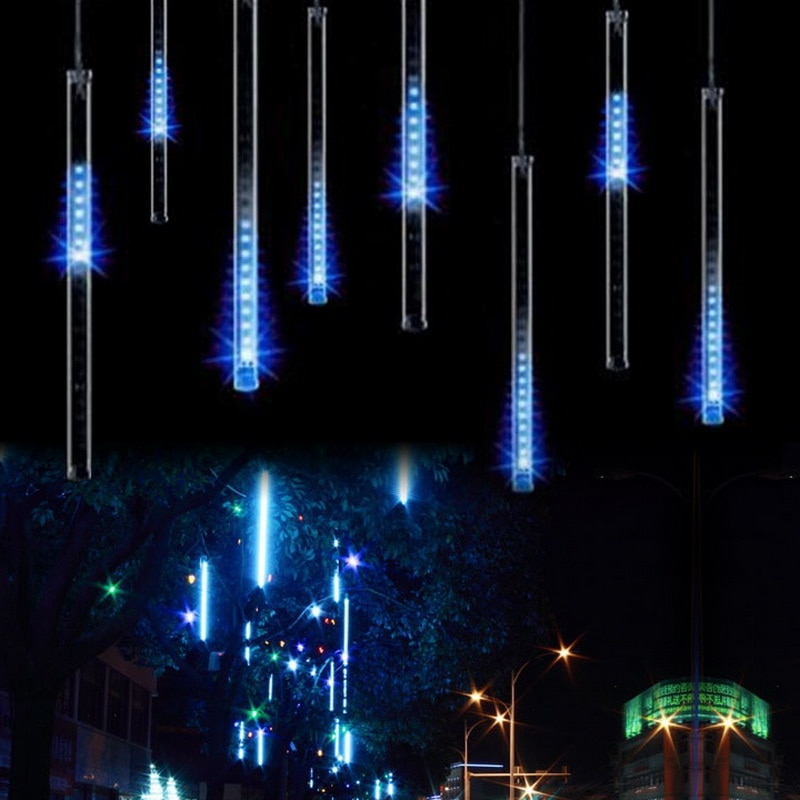 30Cm * 8 Stuks Meteor Shower Rain Tubes Led Licht Voor Kerstmis Wedding Garden Decoratie 110V/Us plug Multicolor