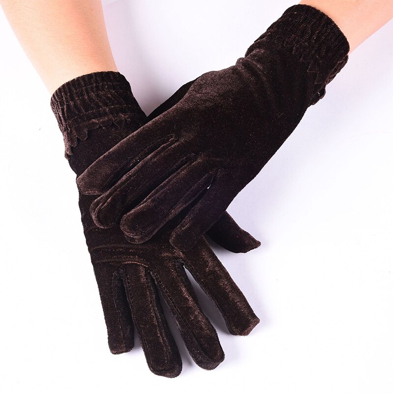 Modernos Guantes de terciopelo para mujer, cálidos Guantes de invierno de satén para mujer, Guantes Térmicos para conducir con dedos completos para mujer, Guantes