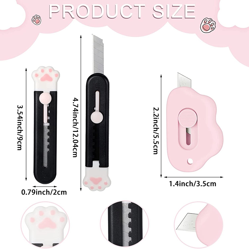 PPYY-12 Pcs Box Cutter Utility Retractable Knives, Cat Claw Box Cutters, Cardboard Cutter Razor Knife for Office and Home Use