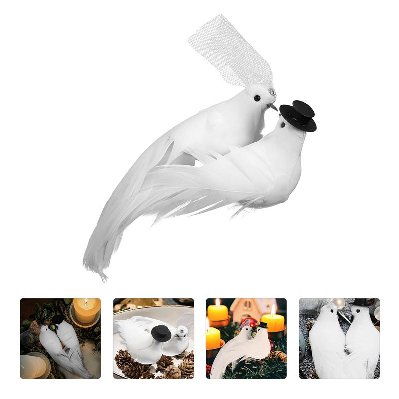 1 Paar Creatieve Dove Modellen Schattige Foto Props Schattige Duiven Decors Voor Fotografie Thuis Bruiloft