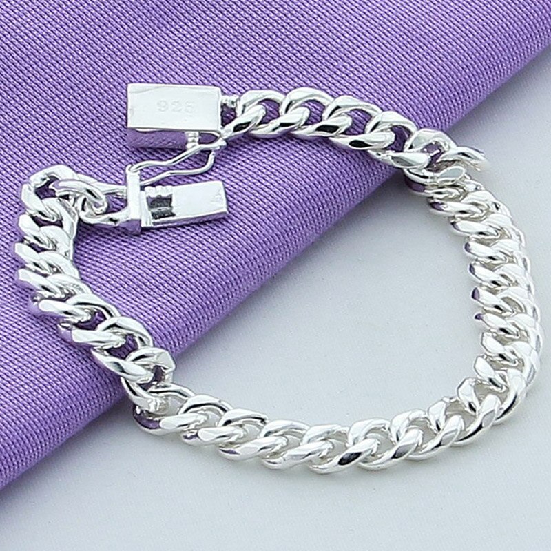 8 Mm Mannen Sideways Armband Voor Mannen 925 Zilveren Link Chain Armband Sieraden