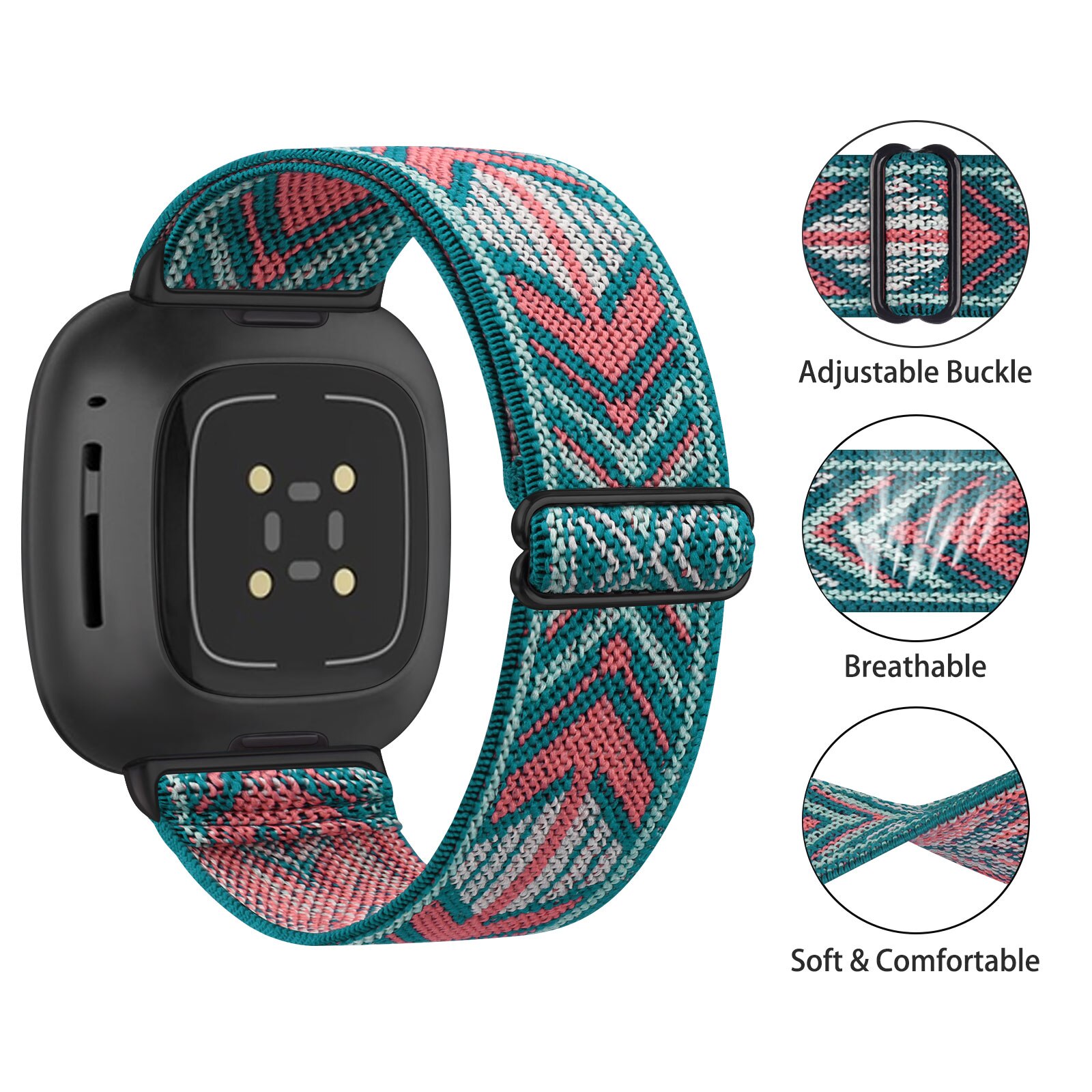 Nylon Elastische Band Voor Fitbit Versa 3 2 Band Verstelbare Ademend Horlogeband Sport Armband Band Voor Fitbit Versa 2 3 band