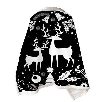 Christmas Printed Women Poncho Double Blanket Cloak Lazy Blanket Multifunction Magic Throw Blanket Air Condirioning Thick Shawl: 2